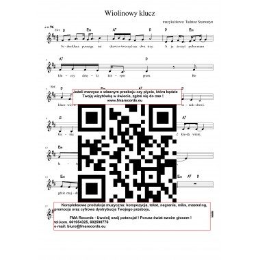 Wiolinowy klucz - nuty (prymka, akordy, tekst)
